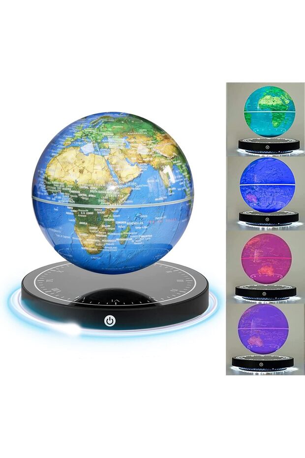 Floating Magnetic Levitating Globe with LED Light, 6-inch Rotating World Map
