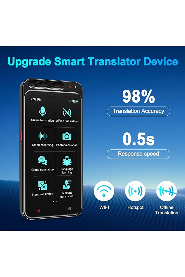 Carpower Language Translator Device, AI Intelligent Foreign Language Translator with 138 Languages, - 2
