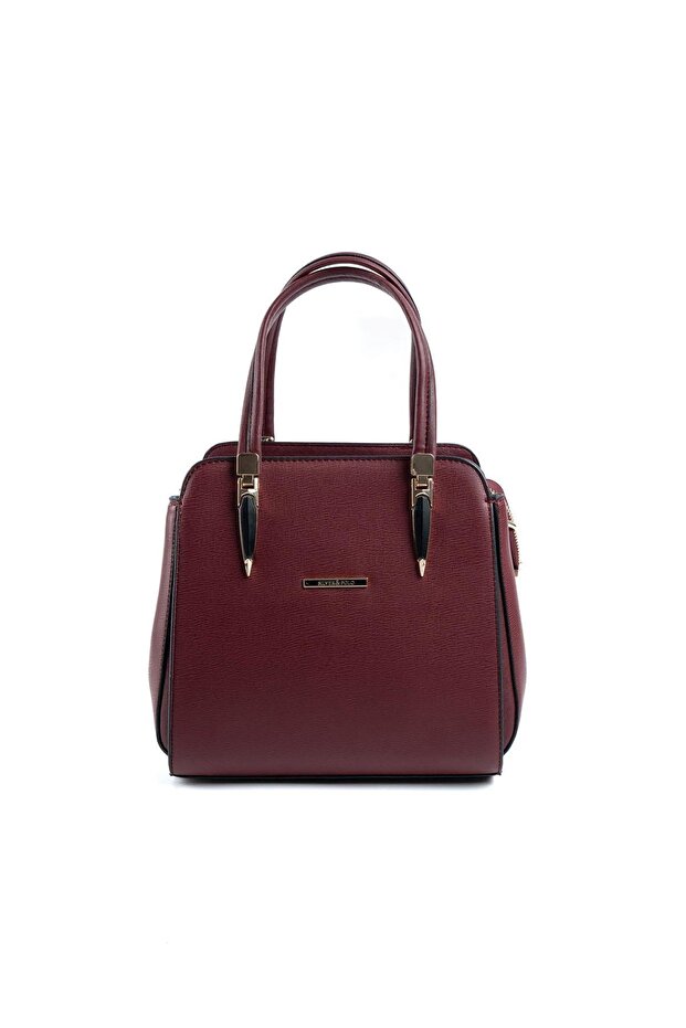 Burgundy - Burgundy Plain Women's Handbag Sp1136