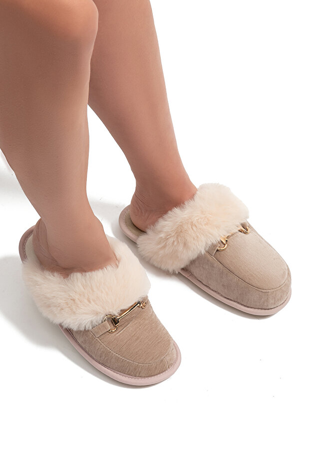Maya Women's Buckle House Slippers Beige 37/41