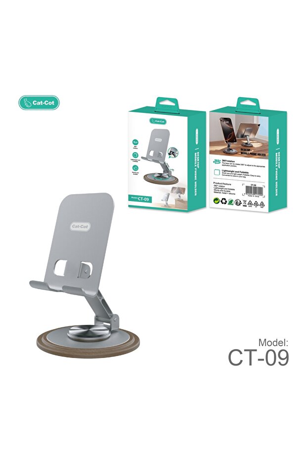 Cat-Cot 360° Rotating Foldable Mobile Phone Stand | Lightweight Metal | Sturdy & Durable | CT-09