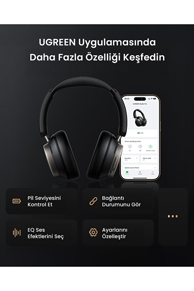 HiTune Max6 Studio Pro Hibrit Aktif Gürültü Engelleyici Kablosuz Kulak Üstü Kulaklık, 100 Saa - 5