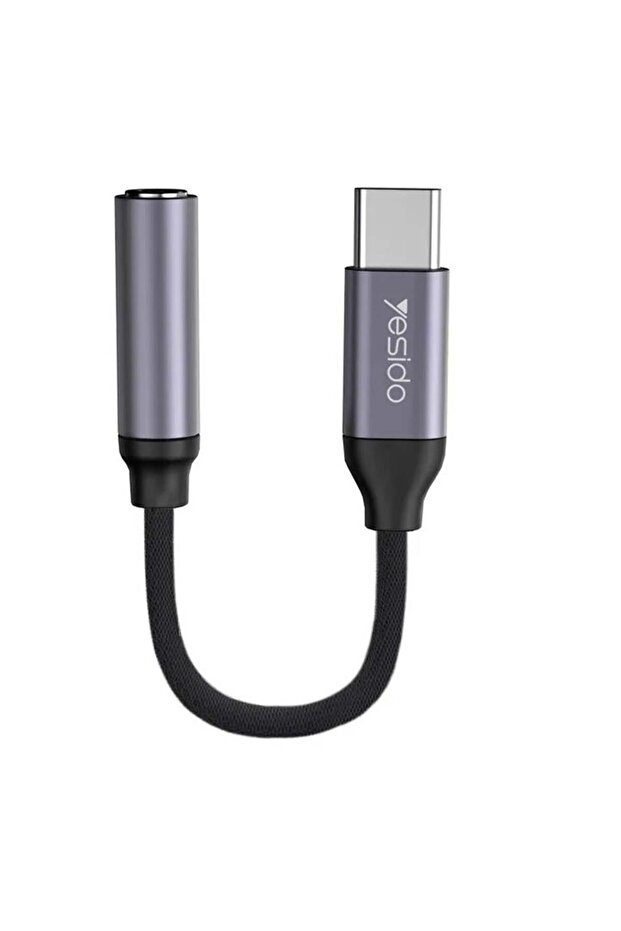 YAU19 Type-C to 3.5mm Audio Adapter Cable Grey