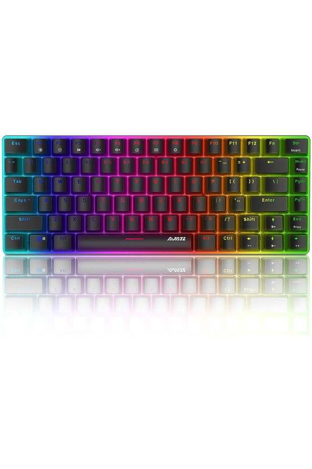 Gaming 82 keys Mechanical keyboard, RGB backlit Wired keys Computer keyboard for PC (Black Switch) - 1