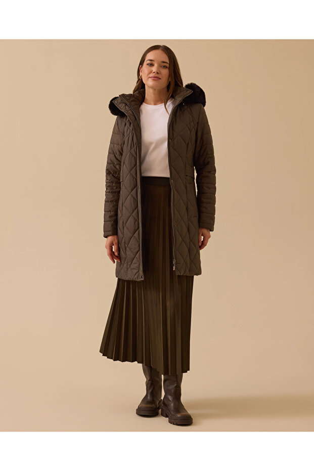 Kapüşonlu Kapitone Anorak Kaban - 3