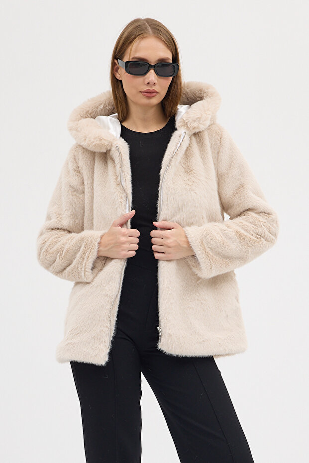 PREMİUM MİNK KAPŞONLU CEKET - 3