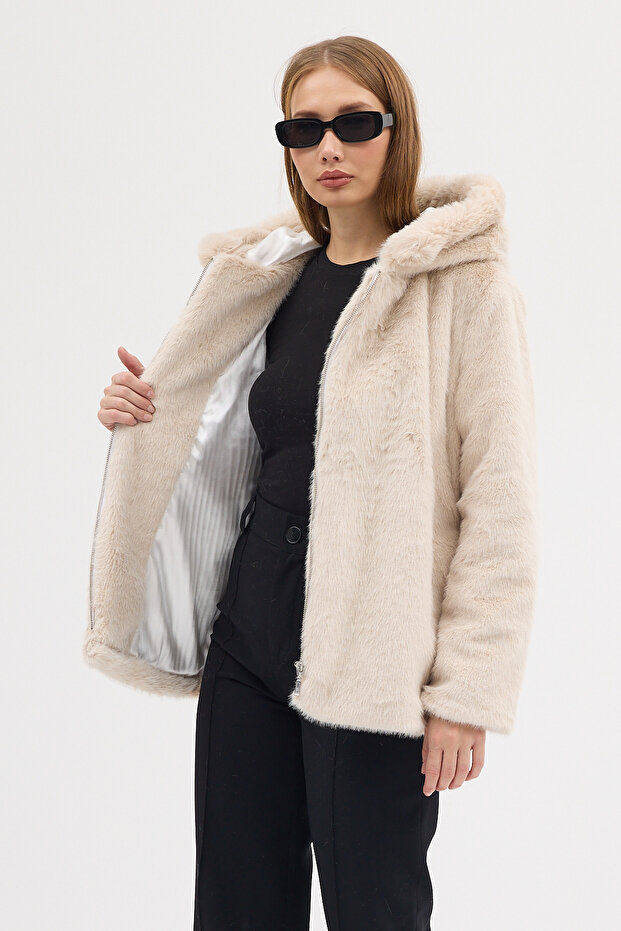 PREMİUM MİNK KAPŞONLU CEKET - 8