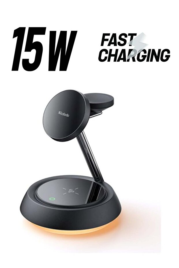 CH-4952 3 in 1 15W Night Light Magnetic Wireless Charging Stand Black
