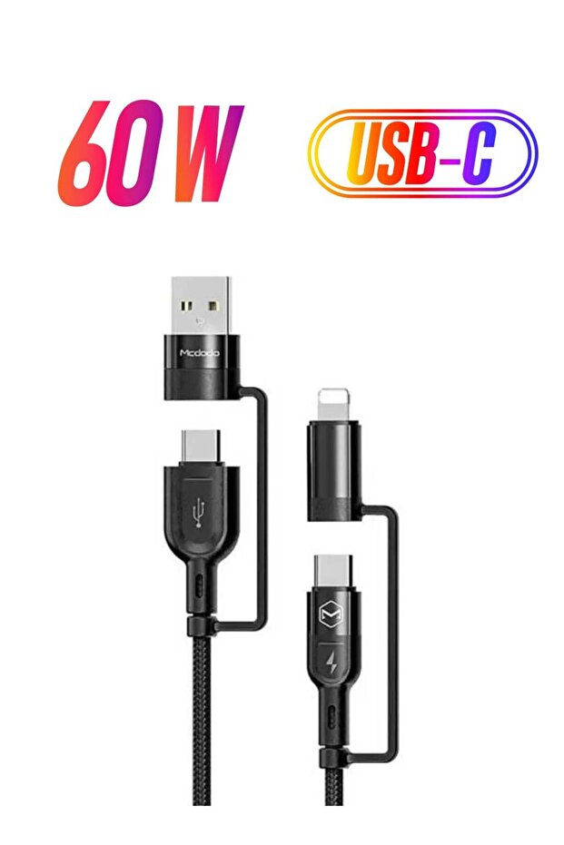 CA-8070 60W 4 in 1 PD Fast Charge Data Cable 1.2M