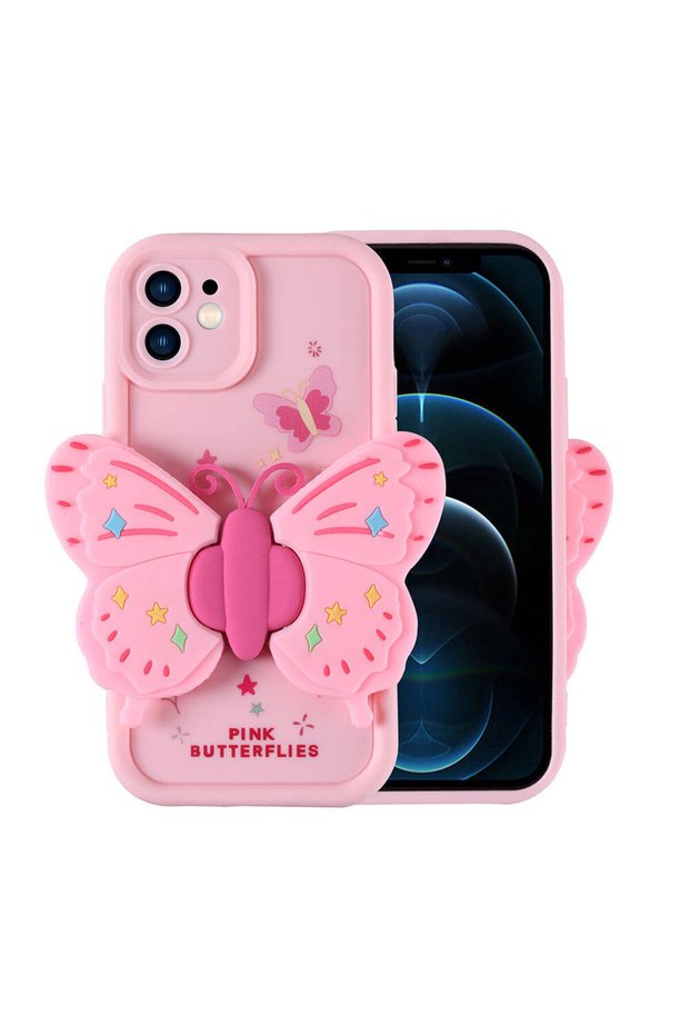 غطاء حماية للكاميرا لهاتف iPhone 12 بتصميم شخصية JoieCreatif Kapya - وردي فاتح