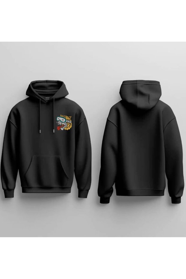 New Season Tiger Digital Printed 3 Yarn Cotton Hooded Sweatshirt