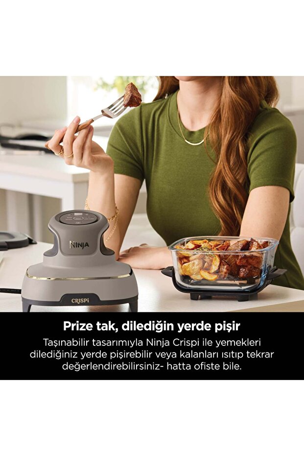 CRISPi 4-in-1 Taşınabilir Cam Hazneli Pişirme Sistemi - Stone - 4