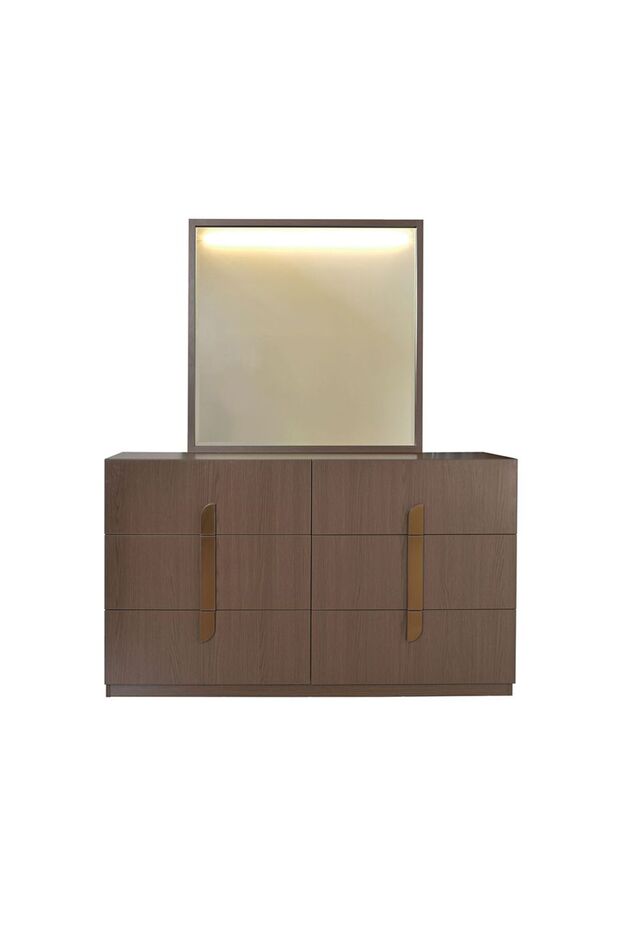 Ronin Dresser with Mirror & LED - Walnut/Bronze - Stylish Bedroom Storage - 2-Year Warranty
