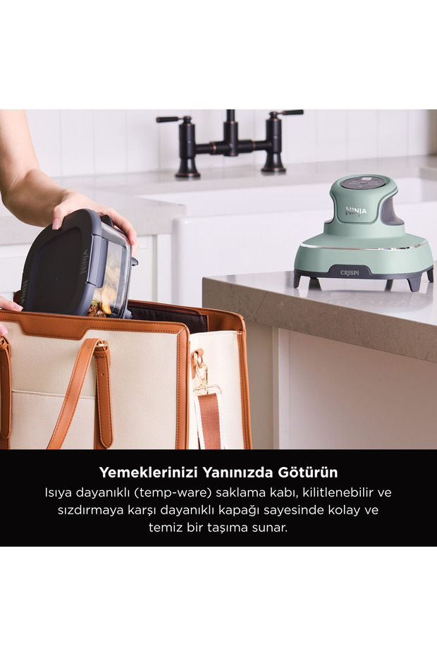 CRISPi 4-in-1 Taşınabilir Cam Hazneli Pişirme Sistemi - Sage Green - 7