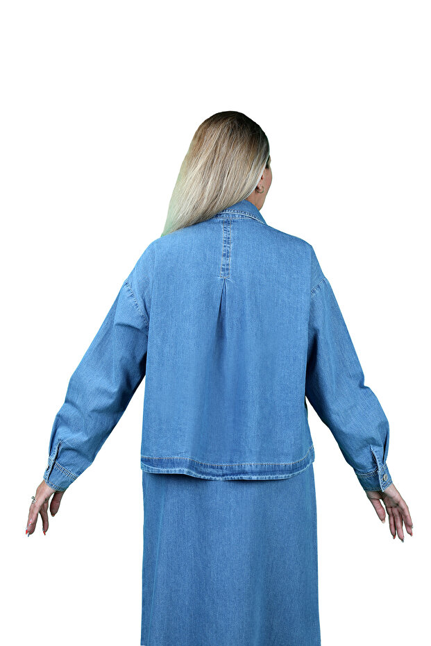 Oversize Gömlek Mavi - 4