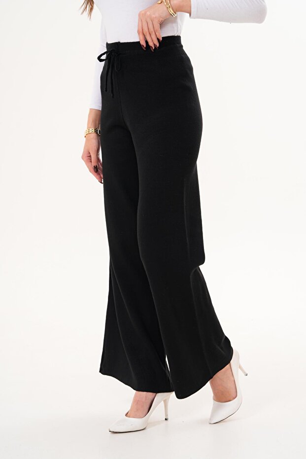 Kadın Bol Paça Triko Örme Pantolon 255166 - - 4