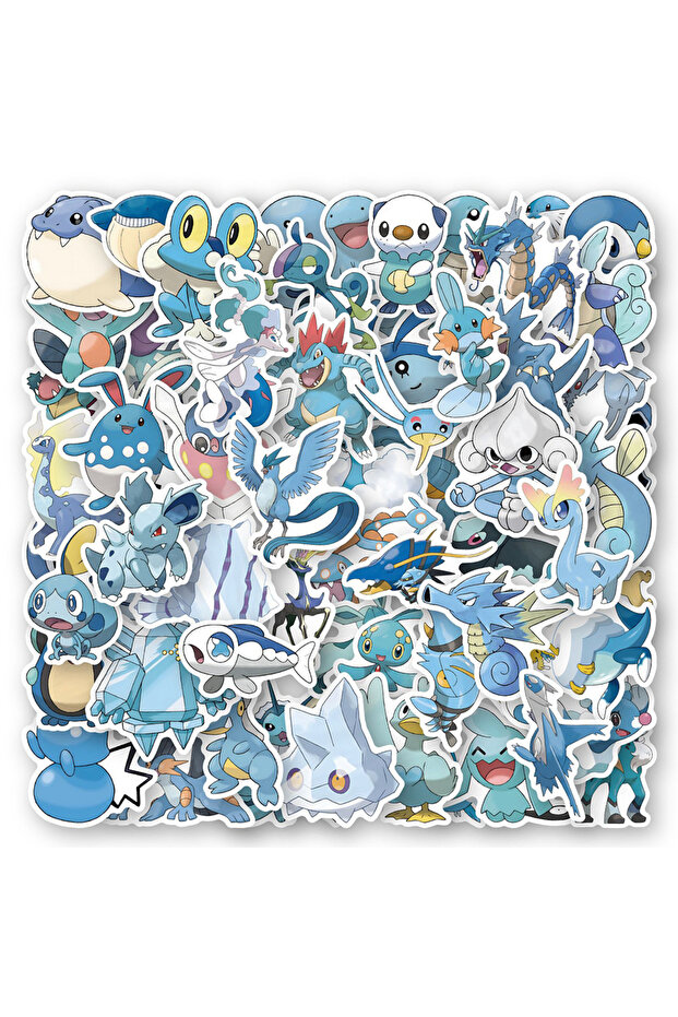 60PCS 10/30/60PCS Blue Cute Pokemon Anime Stickers Decal DIY Suitcase Laptop Scrapbook Phone Guitar