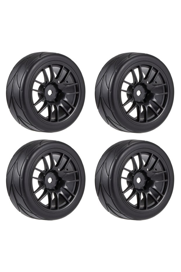 4Pcs Tires and Rims 1.9 Inch 64mm RC Car Wheels Tires 12mm Hex Rims for WLtoys 144001 Sakura D3 D4