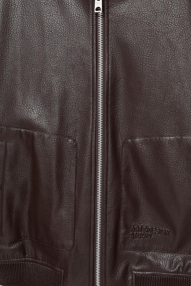 Suni deri bomber ceket - 9