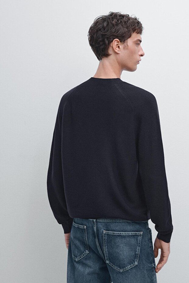 %100 yün reglan kollu triko kazak - 3