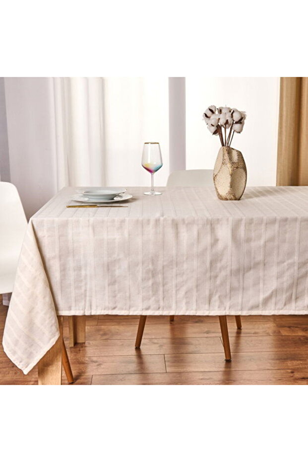 Soft Herringbone Masa Örtüsü - Ekru - 140x220 cm - 2
