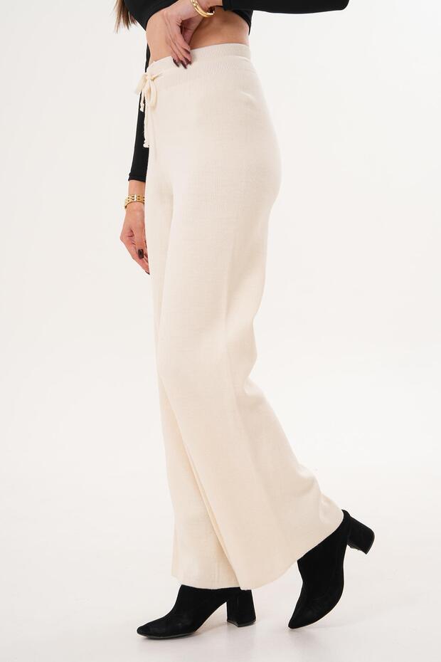 Kadın Bol Paça Triko Örme Pantolon 255166 - - 4