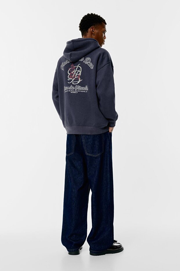 İşlemeli fermuarlı kapüşonlu sweatshirt - 5