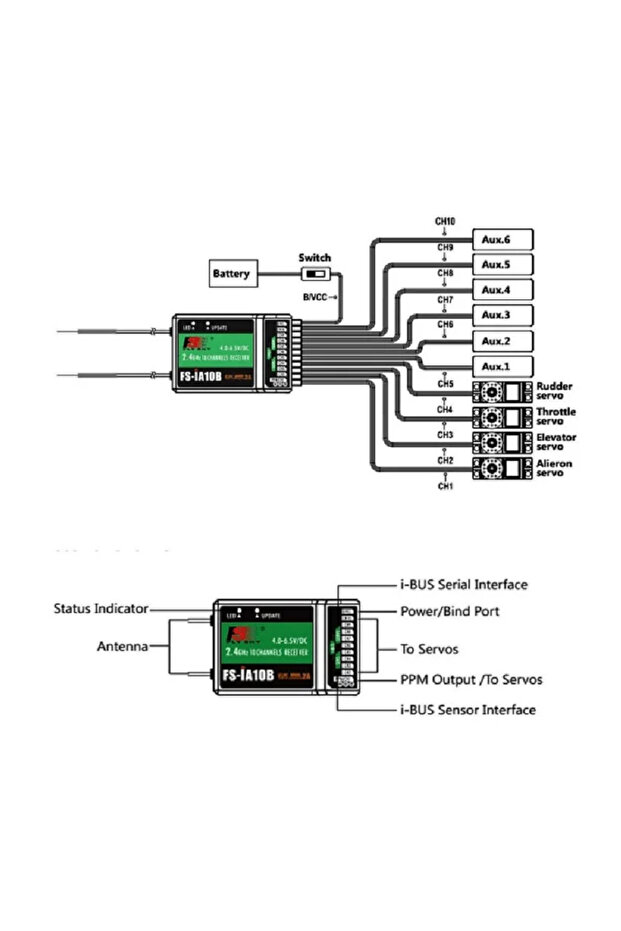 2PCS Flysky FS-iA10B 10 Channel Receiver 2.4G 10CH iBUS PWM PPM Output For FS-i6 FS-i6s FS-i10 Trans - 4