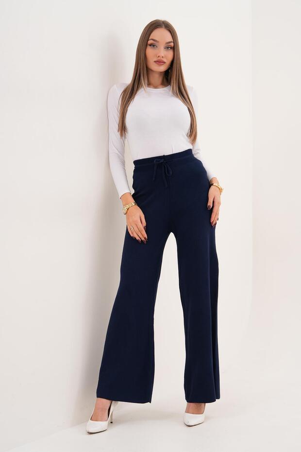 Kadın Bol Paça Triko Örme Pantolon 255166 - - 2