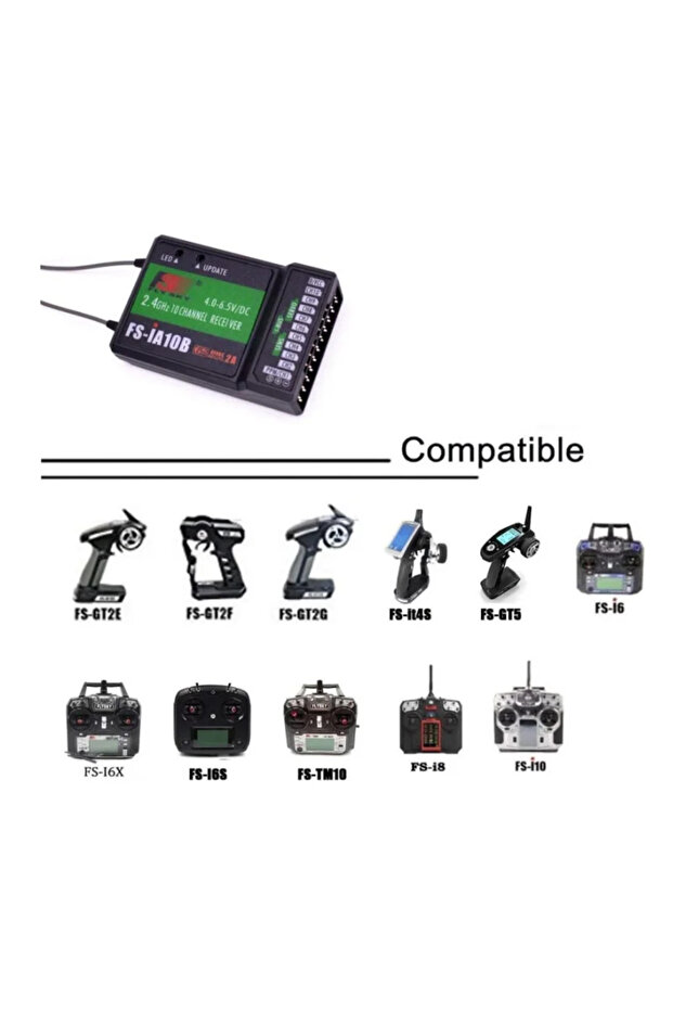 2PCS Flysky FS-iA10B 10 Channel Receiver 2.4G 10CH iBUS PWM PPM Output For FS-i6 FS-i6s FS-i10 Trans - 2