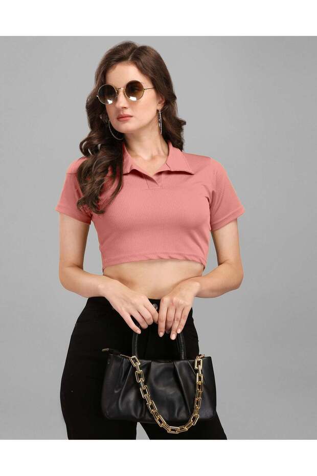 بلوزة قصيرة بلون الخوخ - 6