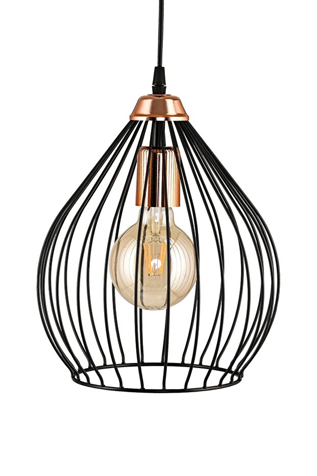 Dekoratif Tekli Armut Sarkıt Siyah Bakır Avize - 4