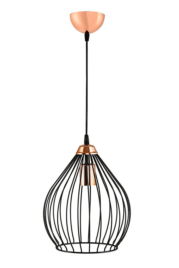 Dekoratif Tekli Armut Sarkıt Siyah Bakır Avize - 2