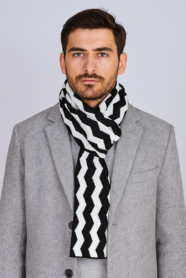 وشاح تريكو منقوش متعرج - 1