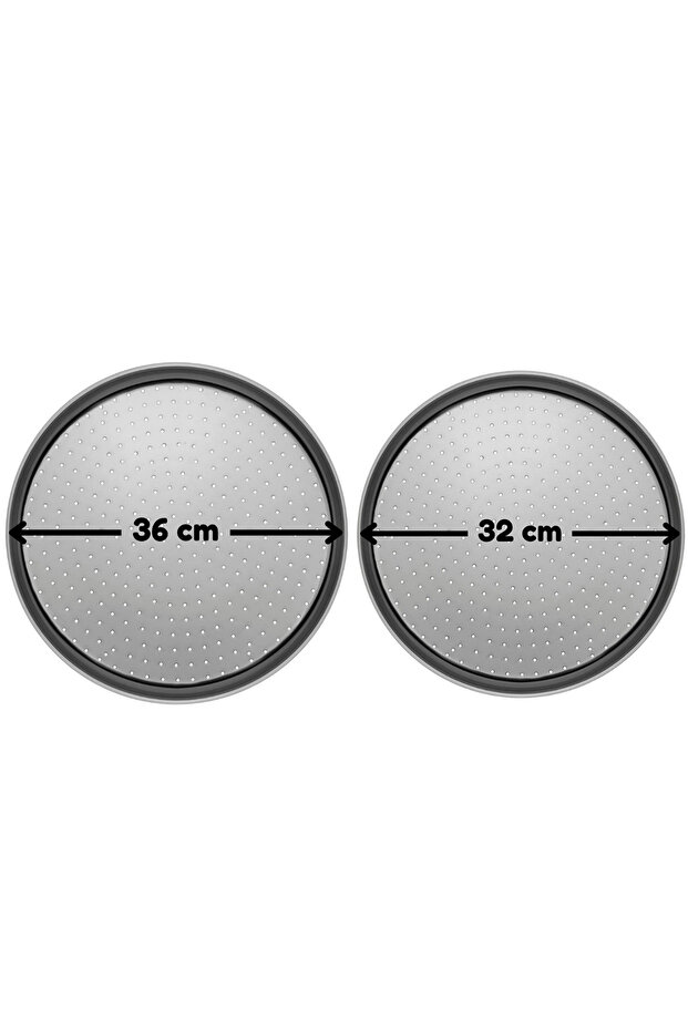 Large and Medium Size Perforated Pizza Tray Lahmacun Pita Tray 36 Cm -32 Cm 2 Pieces