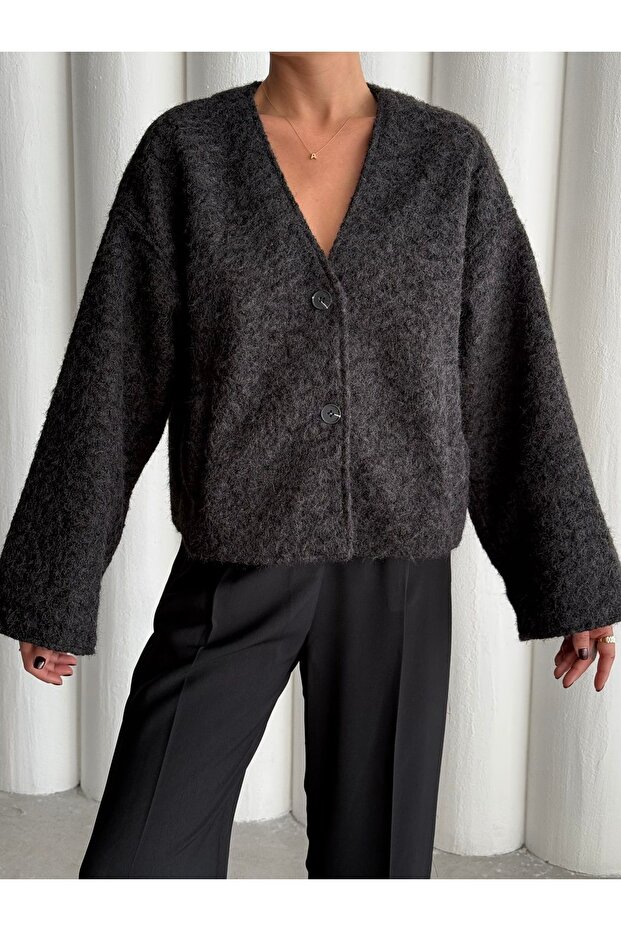 Black Crushed Wool Stamp Jacket - 1011
