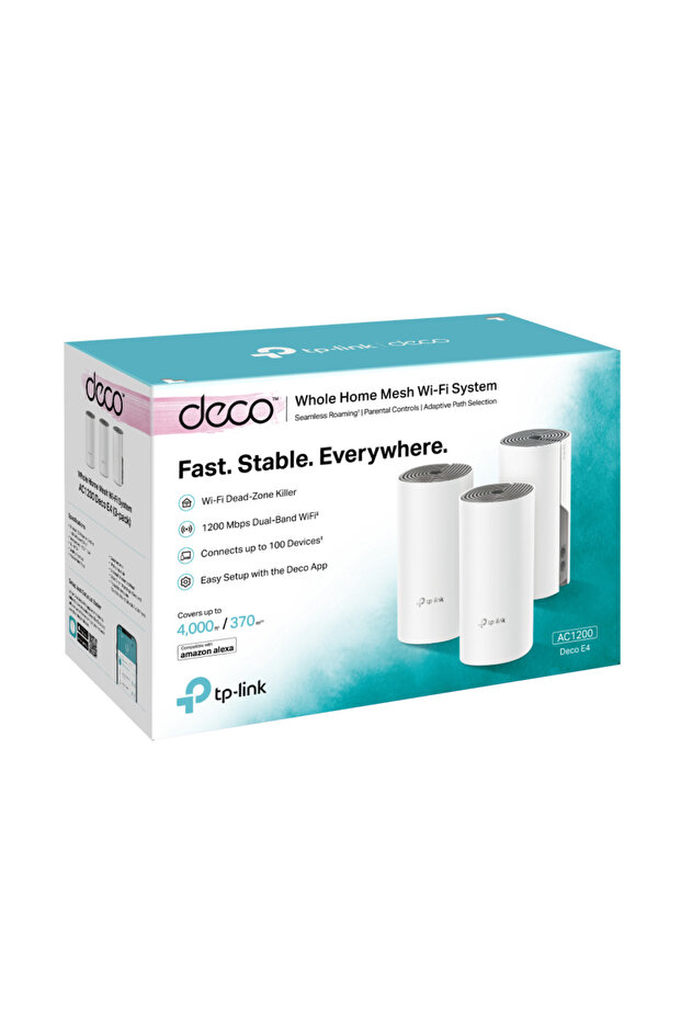x-8 Tp-lınk Deco-e4-3p (3 Pack) Dualband Ac1200 370m2, 2 Fast Port Home Mesh - 7