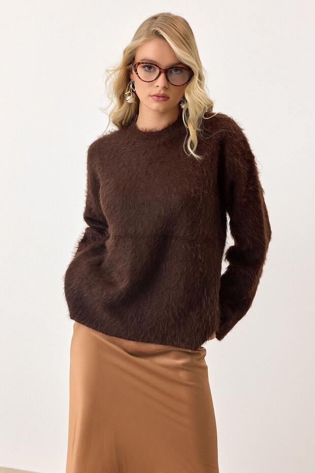 Oversize Furry Soft Sweater Brown 8270