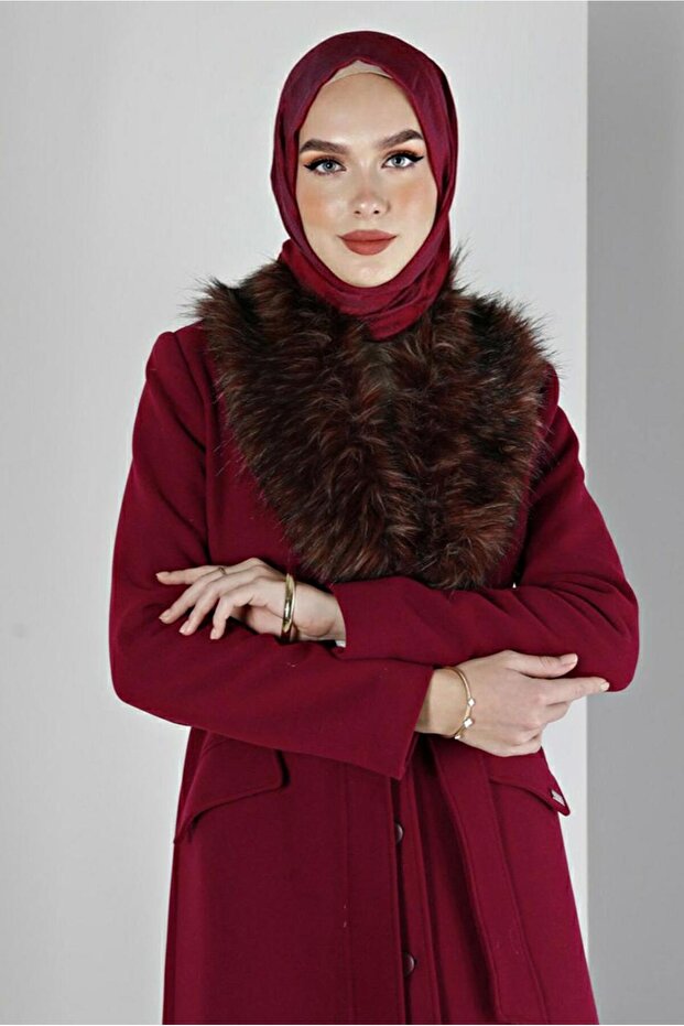 معطف بحزام فرو 90377