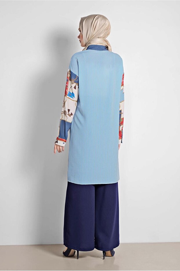 ÇİZGİ VE ÇİÇEK DESENLİ TUNİK 4113 - 4