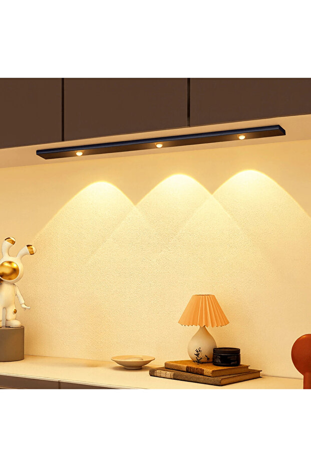 Sensörlü Şarjlı Dekoratif Gece Lambası Mutfak Mıknatıslı 3 Farklı Işık Renk 40cm ŞERİT LED - 5