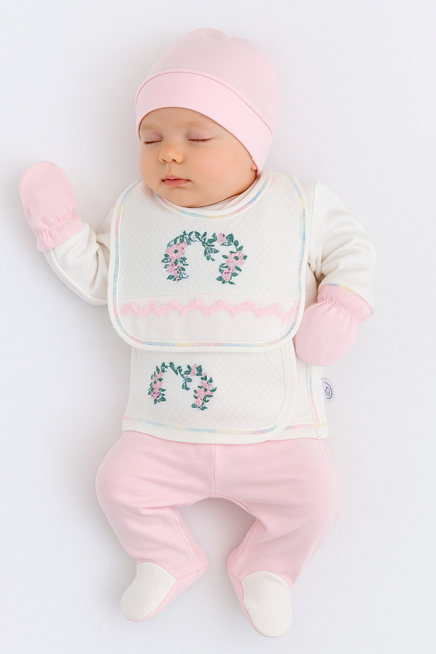 5-Piece Hospital Discharge Newborn Pink 100% Cotton Special Design Embroidered Baby Girl Seasonal Gift