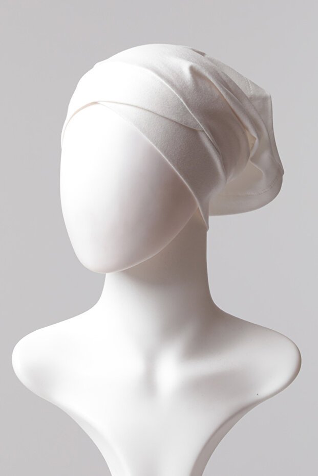 Çapraz Boru Bone - Ekru - 1