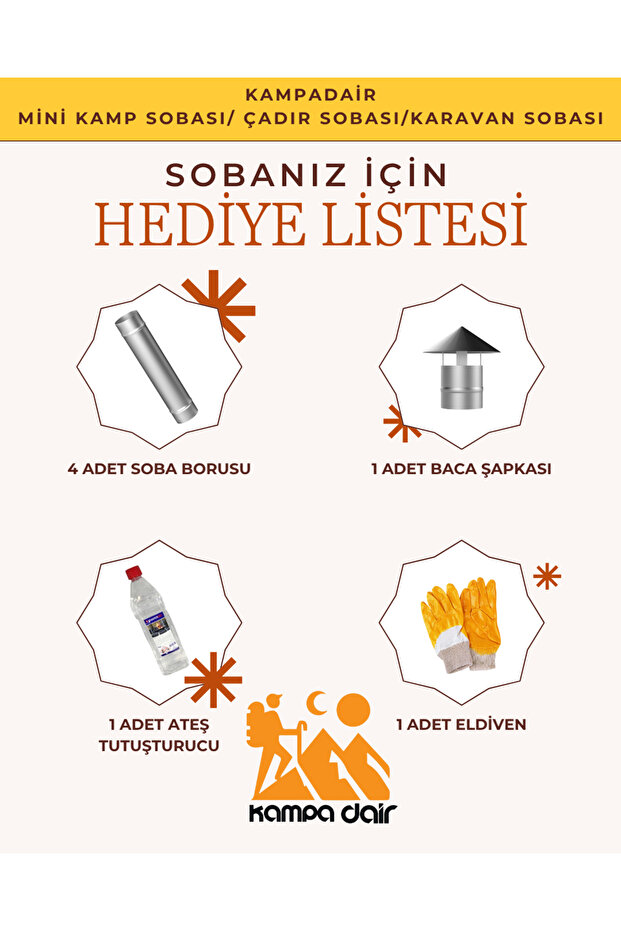 KAMPADAİR ŞÖMİNE CAMLI MİNİ KAMP SOBASI - 2