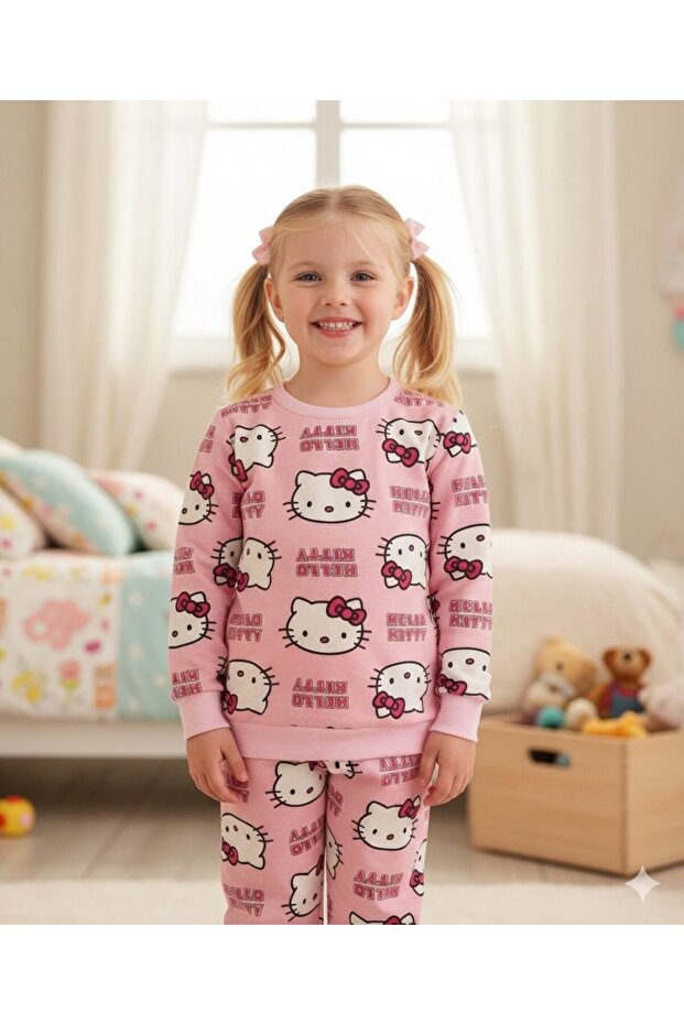 Girls' 100% Cotton Fleece-Lined Pajama Set
