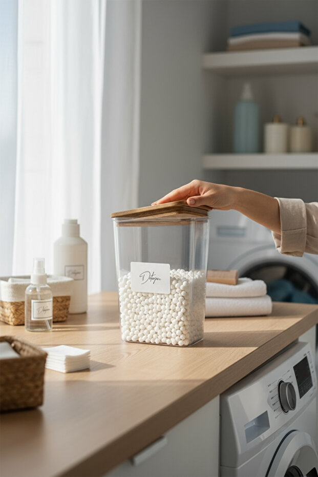 Ahşap Kapaklı Deterjan Kavanozu 2000ML - 3