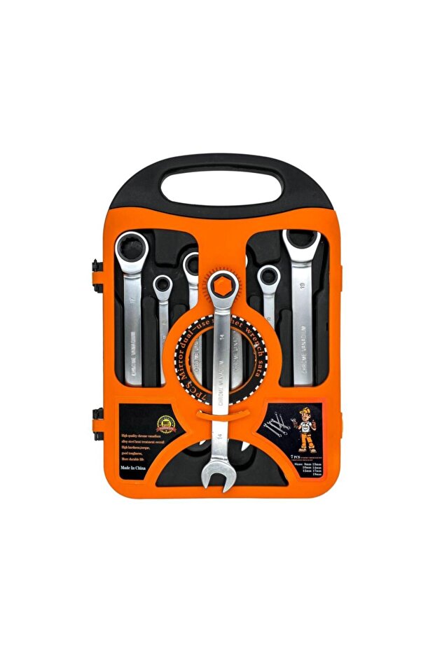 5393 Ratchet Combination Wrench Set (Flat) 7 Pieces