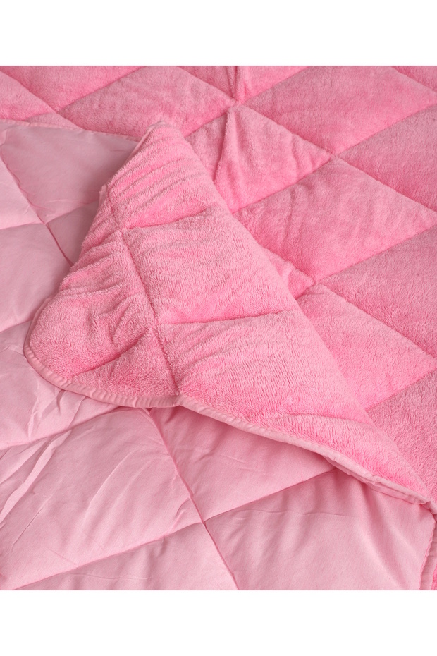 "HEDİYELİ" Tek Kişilik Lüx Pembe Welsoft Yorgan Çift Taraflı 155x215 - 3