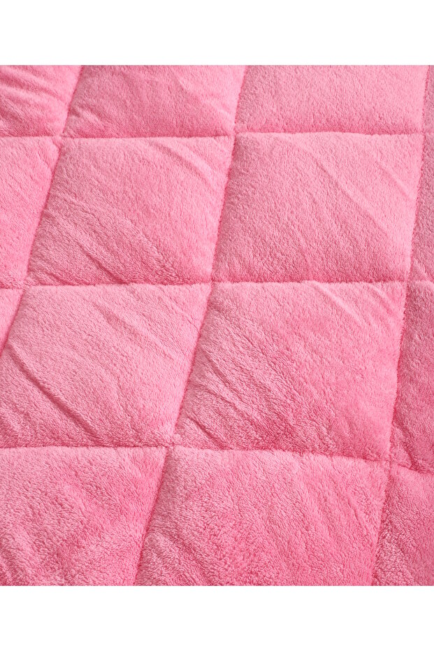 "HEDİYELİ" Tek Kişilik Lüx Pembe Welsoft Yorgan Çift Taraflı 155x215 - 5