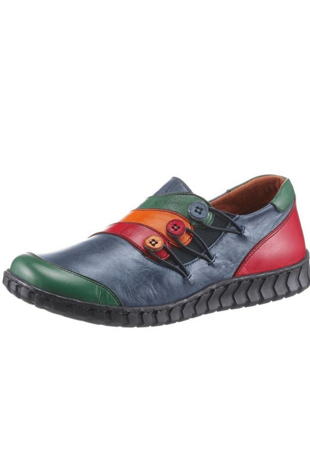 Multicolored Blue Leather Casual Shoes
